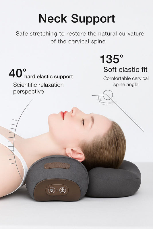3-in-1 Cervical Neck Massager Pillow – Heat, Vibration & Traction Relief
