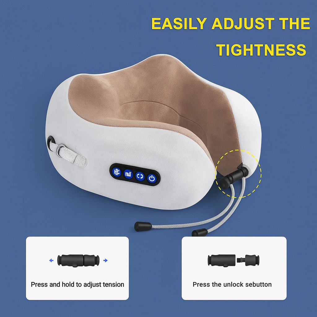Portable U-Shape Heated Neck Massage Pillow – Vibration & Memory Foam Comfort | Travel & Daily Relief