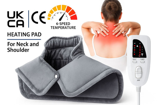 Electric Neck & Shoulder Wrap – 6 Temperature Levels & Timer | Soft, Washable Fabric