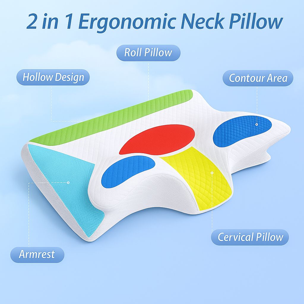 Orthopedic Memory Foam Neck Pillow – Ergonomic Support for Better Sleep & Posture