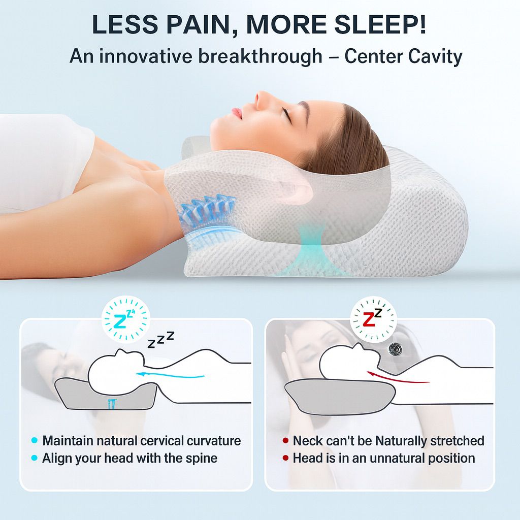 Orthopedic Memory Foam Neck Pillow – Ergonomic Support for Better Sleep & Posture