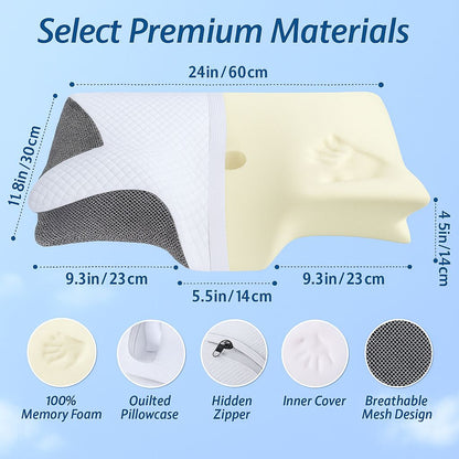 Orthopedic Memory Foam Neck Pillow – Ergonomic Support for Better Sleep & Posture